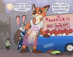  2017 anthro barefoot canine clothed clothing crossdressing digital_media_(artwork) disney emmitt_otterton female food fox fur hyenatig_(artist) judy_hopps lagomorph long_ears male mammal nick_wilde nude pawpsicle popsicle predator/prey rabbit sign size_difference translucent transparent_clothing zootopia 