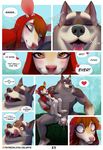  &lt;3 2017 after_sex amber_eyes anthro balls brown_hair canine celeste_(artist) cervine comic cum deer english_text eyes_closed fangs female hair hood little_red_riding_hood little_red_riding_hood_(copyright) male male/female mammal open_mouth penis predator/prey speech_bubble teeth text tongue tongue_out wolf 
