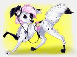  2017 canine dalmatian dog female feral fidgit_(character) hair lulu_(artist) mammal paws pink_hair solo 