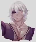  closed_mouth eyepatch fire_emblem fire_emblem_if lilly0723euro looking_at_viewer male_focus simple_background smile solo upper_body white_hair zero_(fire_emblem_if) 