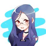  blue_hair broken_eyewear glasses little_witch_academia long_hair open_mouth red_eyes torn_clothes ukier ursula_charistes 