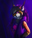  2015 anthro blakc_hair breasts clothed clothing feline female lynx mammal neotheta purple_eyes solo 