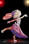  2017 akiric anthro balancing ballerina ballet black_background butt clothed clothing dancing disney eyes_closed female flower judy_hopps lagomorph legwear mammal midriff on_one_leg one_leg_up pantyhose plant rabbit simple_background solo standing wreath zootopia 