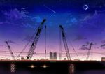  crane highres inzanaki moon no_humans original scenery shooting_star sky star_(sky) 