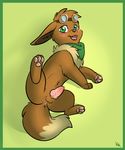  2017 balls canine digital_media_(artwork) eevee feral front_view full-length_portrait fur kimbasnowpaw looking_at_viewer male mammal nintendo open_mouth penis pok&eacute;mon pokemon_oc portrait presenting shaded simple_background smile solo video_games 