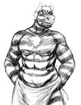  anthro black_and_white bulge equine hair hladilnik male mammal monochrome smile solo towel zebra zebra_dad_(hladilnik) 