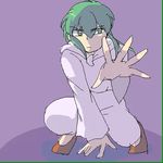  akazukin_chacha crouching green_hair seravi white_robe 