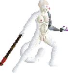  affectos albino anthro areola barefoot breasts claws cybernetic_arm cybernetics digital_media_(artwork) feline female fighting_stance fur invalid_tag machine mammal nipples nude pixel_(artwork) pussy red_eyes science_fiction smile solo sprite_art staff standing tiger war_staff weapon white_fur 