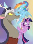  cutie_mark discord_(mlp) draconequus equine feathered_wings feathers friendship_is_magic fur hair horn mammal mistydash mistyedash my_little_pony pegasus purple_fur purple_hair rainbow_dash_(mlp) twilight_sparkle_(mlp) unicorn wings 