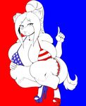  2017 anthro big_breasts bikini breasts canine cleavage clothed clothing female huge_breasts mammal mature_female solo stars_and_stripes swimsuit thecon united_states_of_america 