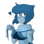  1girl blue_hair blue_skin blushmallet breasts cleavage lapis_lazuli_(steven_universe) large_breasts short_hair smile solo steven_universe 