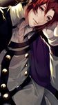  black_hair braid capelet crowley_eusford gloves irowa_(cloa132) male_focus multicolored_hair open_mouth owari_no_seraph pointy_ears red_eyes red_hair solo two-tone_hair upper_body 
