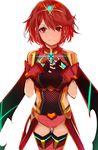  absurdres black_gloves blush bob_cut breasts eyebrows_visible_through_hair fingerless_gloves gloves highres homura_(xenoblade_2) large_breasts leotard looking_at_viewer red_eyes red_hair short_hair smile solo tarbo_(exxxpiation) tiara xenoblade_(series) xenoblade_2 