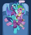  &lt;3 anthro bdsm bed blush bondage bound caroo collar cuddling cute dialogue dragon english_text friendship_is_magic light_bondage lying my_little_pony princess_ember_(mlp) sleeping sound_effects spike_(mlp) text zzz 