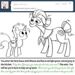  bitterplaguerat cutie_mark dialogue earth_pony english_text equine fan_character food friendship_is_magic granny_smith_(mlp) horn horse loki_(bitterplaguerat) mammal my_little_pony pie pony standing text 