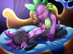  anthro anus blush changeling cum cum_on_body cute_fangs dragon duo eyes_closed friendship_is_magic frottage lying male male/male my_little_pony nude on_back penis sex spike_(mlp) sweat tongue tongue_out vaginal vavacung 
