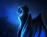  2015 anthro blue_eyes dragon membranous_wings neotheta smile solo wings 