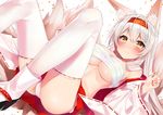  animal_ears cameltoe kantai_collection miko nezumi_doshi open_shirt pantsu sarashi shoukaku_(kancolle) tagme tail underboob 