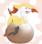  ambiguous_gender anthro braixen canine diaper feces fox hyper hyper_feces hyper_soiling inner_ear_fluff mammal messy_diaper nintendo open_mouth pok&eacute;mon pooping scat simple_background soiling solo someboondoggle tongue video_games 