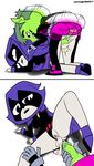  balls beast_boy breasts butt clothed clothing demon female green_hair green_skin hair humanoid male male/female open_mouth penetration penis purple_eyes pussy raven_(teen_titans) teen_titans unknown_artist vaginal vaginal_penetration 