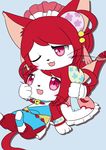  2girls artist_request cat cat_busters furry mother_and_daugther multiple_girls red_hair short_hair violet_eyes 