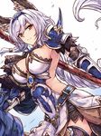  animal_ears armor armored_dress braid cat_ears erune granblue_fantasy hairband heles long_hair looking_at_viewer silver_hair single_braid solo very_long_hair white_crow yellow_eyes 