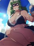  :d animal_humanoid athletic big_breasts bikini blush breasts clothing cloud cup domino_mask female green_hair hair holding_object humanoid mammal mask midou_raku raccoon raccoon_humanoid ryanpei short_hair shorts smile straw sun swimsuit teeth umbrella 