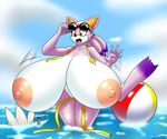  anthro areola big_breasts blaze_the_cat breasts cat clothing cornchip21 erect_nipples feline female huge_breasts hyper hyper_breasts mammal nipples solo sonic_(series) speeds swimsuit wardrobe_malfunction 