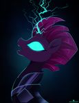  2017 broken_horn equine female glowing glowing_eyes hair horn magic mammal momomistress my_little_pony my_little_pony_the_movie open_mouth short_hair solo tempest_shadow_(mlp) unicorn 