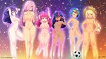  6+girls ahoge applejack armpits barefoot blonde_hair born-to-die braid breasts closed_mouth collarbone dark_skin feet fluttershy glasses groin hair_over_one_eye hand_on_hip hands_on_hips hat large_breasts long_hair looking_at_viewer multicolored_hair multiple_girls my_little_pony my_little_pony_friendship_is_magic navel nipples nude patreon_username personification pink_hair pussy small_breasts soccer_ball standing standing_on_one_leg star stomach toes two-tone_hair uncensored watermark 