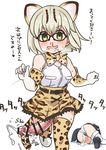  after_sex animal_ears bare_shoulders blonde_hair blood blush bow bowtie breath cat_ears censored check_translation commentary_request cum cum_in_pussy elbow_gloves emperor_penguin_(kemono_friends) erection female_pervert futa_with_female futanari glasses gloves kemono_friends large_penis margay_(kemono_friends) multicolored_hair multiple_girls nosebleed open_mouth partially_translated penis pervert running short_hair smile tail translation_request youkan 