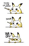  :3 ambiguous_gender dialogue digital_media_(artwork) english_text happy hi_res humor mammal nintendo not-a-comedian pikachu pok&eacute;mon rodent sequence simple_background smile solo spoon sweat text unseen_character video_games what white_background 