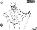  2017 abdominals abs arm_muscles athletic athletic_female belt big_breasts body_hair bow breasts chest_fur claws clothing copright:samurai_jack fabric_belt fan_character feline female fingernails fluffy fur hair harpseal imakandi invalid_tag knuckles_the_echidna looking_at_viewer mammal melee_weapon muscular muscular_female nails nikina_dred pants pointy_ears polearm shoulder_muscles small_ears sonic_(series) spear standing stare thick_thighs tuft weapon wide_hips wristband 