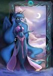  anthro clevage clothed clothing equine female fidzfox friendship_is_magic gate mammal midriff moon my_little_pony princess_luna_(mlp) skimpy solo standing 