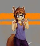  2017 anthro canine clothed clothing english_text eri_washington_(panzery25) eyewear female fox glasses inner_ear_fluff mammal panzery25 pawpads signature smile solo standing text 