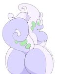  2017 anthro big_butt breasts butt digital_media_(artwork) dragon female goodra green_eyes happy hi_res looking_at_viewer looking_back napdust nintendo nude pok&eacute;mon simple_background slime smile solo video_games 