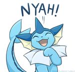  2017 :3 aaron_(vaporeon) ambiguous_gender blue_skin dialogue eeveelution english_text eyes_closed feral fridayflareon nintendo nude open_mouth pok&eacute;mon simple_background smile solo text vaporeon video_games watermark white_background 