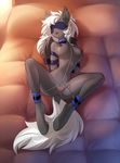  anthro bat_pony bdsm bondage bound breasts female fur grey_fur hair hooves nude open_mouth pussy solo spread_legs spreading tomatocoup white_hair 