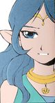  blue_eyes blue_hair jewelry long_hair nayru open_mouth pointy_ears solo the_legend_of_zelda tiara 
