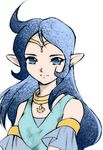  blue_eyes blue_hair jewelry long_hair looking_at_viewer nayru pointy_ears the_legend_of_zelda tiara 