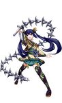  artist_request blue_hair full_body hand_on_hip holding holding_weapon inabayama_(oshiro_project) long_hair official_art open_mouth orange_eyes oshiro_project oshiro_project_re skirt solo thighhighs transparent_background tsurime twintails very_long_hair weapon 