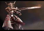  armor clarent fate/apocrypha fate/grand_order fate_(series) mono_(jdaj) mordred_(fate) mordred_(fate)_(all) smile solo sword weapon 