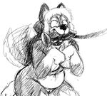  anthro big_breasts black_and_white breasts canine canine_dildo collar dildo dog drooling eyelashes female hair hladilnik leash mammal monochrome nude pussy saliva sex_toy slightly_chubby smile solo tailwag 
