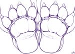  4_toes ambiguous_gender ambiguous_species anthro claws foot_focus foot_shot hi_res monochrome pawpads paws sheela toe_claws toes 