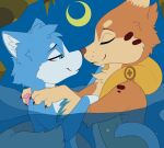 2023 anthro anthro_on_anthro arm_markings artist_collaboration assimilative_feline blue_body blue_ears blue_eyes blue_fur blue_hair blue_sky blue_tail brentms80 brown_nose bubble coral_(darkmirage) crescent_moon digital_drawing_(artwork) digital_media_(artwork) duo eyes_closed face_to_face felid feline female female_anthro fertile_lands floatzel fur generation_4_pokemon gloves_(marking) hair hand_markings head_markings hi_res inner_ear_fluff interspecies looking_at_another looking_at_partner male male/female male_anthro mammal markings meraence moon mouth_closed multicolored_body multicolored_fur narrowed_eyes night nintendo nose_to_nose nude nude_anthro nude_female nude_male orange_body orange_fur outside partially_submerged pokemon pokemon_(species) quetzalli_(darkmirage) rock sky smile smiling_at_another smiling_at_partner snout tail tail_around_partner tan_body tan_fur tuft two_tone_body two_tone_fur water white_body white_fur white_inner_ear white_inner_ear_fluff white_markings white_nose