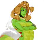 2026 bangle big_breasts big_tail black_body black_eyebrows black_scales black_stripes breasts brown_body brown_scales castle_crashers crossed_arms curved_eyebrows dark_body dark_scales digital_drawing_(artwork) digital_media_(artwork) ear_piercing ear_ring empty_eyes european_mythology eyebrows eyelashes fangs female feral forked_tongue gold_(metal) gold_bangle gold_jewelry gorgon greek_mythology green_body green_breasts green_lips group half-length_portrait hi_res huge_tail humanoid iris jewelry light_body light_markings light_scales lips living_hair long_eyelashes long_tail looking_aside looking_at_viewer markings medusa monotone_background mouth_closed multicolored_body multicolored_scales mythology no_pupils nude nude_female nude_humanoid open_mouth piercing portrait pseudo_hair red_body red_markings red_stripes red_tongue reptile ring_piercing scales scalie signature simple_background smile smirk snake snake_hair striped_body striped_hips striped_markings striped_scales striped_tail stripes tail tail_markings targanchik teeth thick_lips thick_tail three-quarter_view tongue tongue_out two_tone_body two_tone_scales white_background white_sclera wide_hipped_female wide_hipped_humanoid wide_hips yellow_eyes