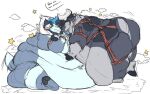 16:10 2025 after_transformation ambiguous_gender anthro belly belly_on_belly belly_rub big_belly big_butt blue_body blue_fur blue_hair butt christmas crossed_arms deer digital_media_(artwork) donut_(chaoswaffle) duo eye_contact fat_rolls fatty-sashimi female_(lore) flat_colors fur growing hair hand_on_belly harness holidays horn hug huge_belly hungry komi_(fatty-sashimi) looking_at_another male_(lore) malicious mammal morbidly_obese navel new_world_deer obese overweight reindeer romantic romantic_couple rubbing sitting sitting_on_ground smile tail teasing teasing_partner thick_tail thick_thighs weight_gain widescreen winter