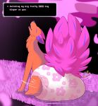 2026 absurd_res ambiguous_gender blue_body blue_fur blue_inner_ear blue_nose blue_tail censored_text clothed clothing darkner deltarune detailed_background dialogue dialogue_box diaper diaper_only duo english_text featureless_feet feces feet feral full-length_portrait fur grass head_tilted_back hi_res maynara multicolored_body multicolored_fur netskie open_mouth open_smile orange_body orange_fur pattern_diaper pink_body pink_ears pink_fur pink_grass pink_tail plant portrait sharp_teeth signature sitting smile soiled_diaper soiling tail talking_to_viewer teeth text three-quarter_view topless tree two_tone_tail unclean_diaper undertale_(series) used_diaper wearing_diaper