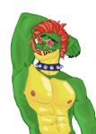 abs absurd_res alligator alligatorid anthro bedroom_eyes biceps claws collar crocodilian digital_media_(artwork) eyebrow_piercing eyewear facial_piercing five_nights_at_freddy's five_nights_at_freddy's:_security_breach flexing flexing_bicep fluffwuf glasses hair hi_res licking licking_bicep looking_at_viewer machine male mohawk montgomery_gator narrowed_eyes nipples nose_piercing pecs piercing raised_arm red_eyes red_hair reptile robot scalie scottgames seductive self_lick simple_background solo spiked_collar spikes steel_wool_studios tinted_glasses tongue tongue_out vlatt23_pose