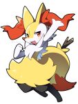 2026 3:4 ambiguous_anthro ambiguous_gender anthro big_tail biped blush blush_lines braixen canid cel_shading cute_fangs digital_drawing_(artwork) digital_media_(artwork) digitigrade dipstick_tail fangs front_view full-length_portrait generation_6_pokemon hamidashicat looking_at_viewer mammal markings nintendo object_in_tail on_one_leg open_mouth open_smile pokemon pokemon_(species) portrait shaded simple_background smile snout solo standing stick stick_in_tail tail tail_markings teeth three-quarter_view
